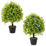 24'' Artificial Ball Topiary Boxwood Trees , Artificial Potted Shrubs for Indoor and Outdoor
