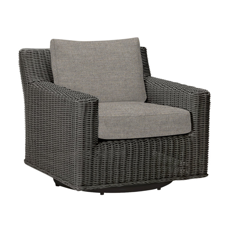 Rustic Patio Armchair with Cushions, Slate Gray, Dove Sunbrella® Linen, Welt