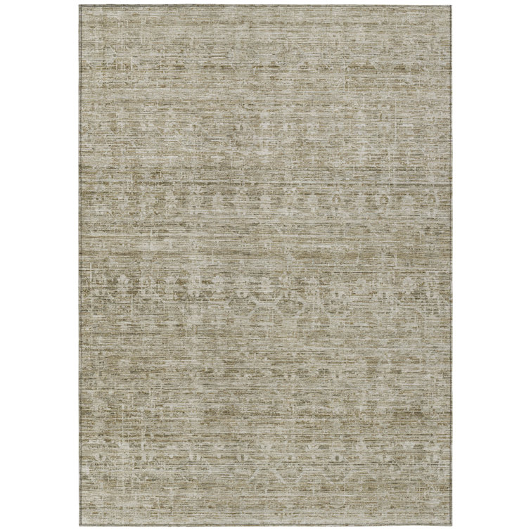 Machine Washable Indoor/Outdoor Xhevrie Taupe Rug