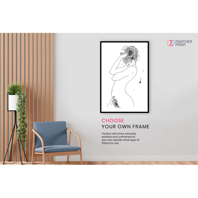 Woman Body With Flowers Graphics Artistic - No Frame Print, 31cm H x 20cm W