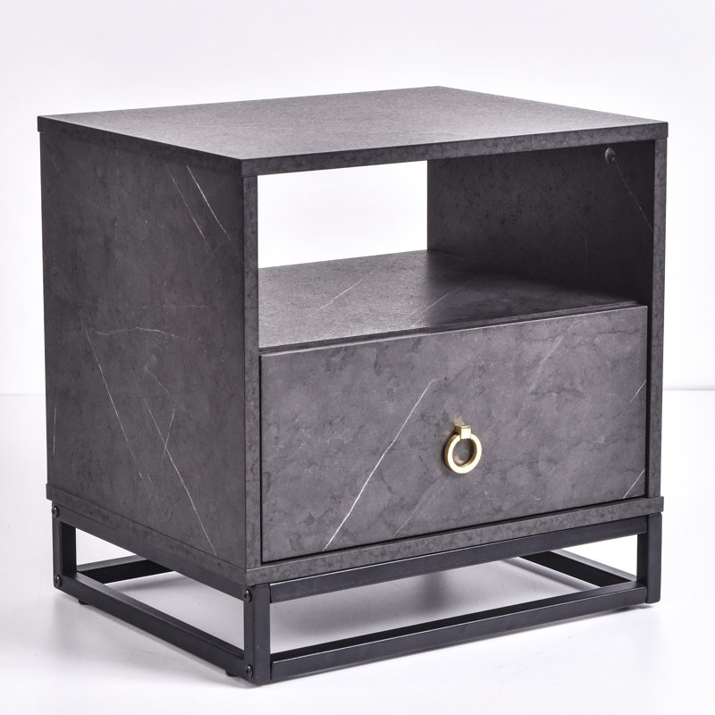 Bluejacket 50.2 cm W Bedside Table, Grey Stone