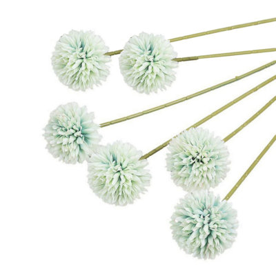 6pcs Artificial Chrysanthemum Ball Flowers Silk Hydrangea Bridal Wedding Bouquet for Home Garden Party Office Coffee House Decoration