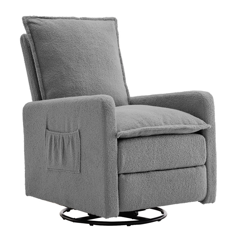 28.4" W Swivel Recliner Chair with Leg Support, Gray