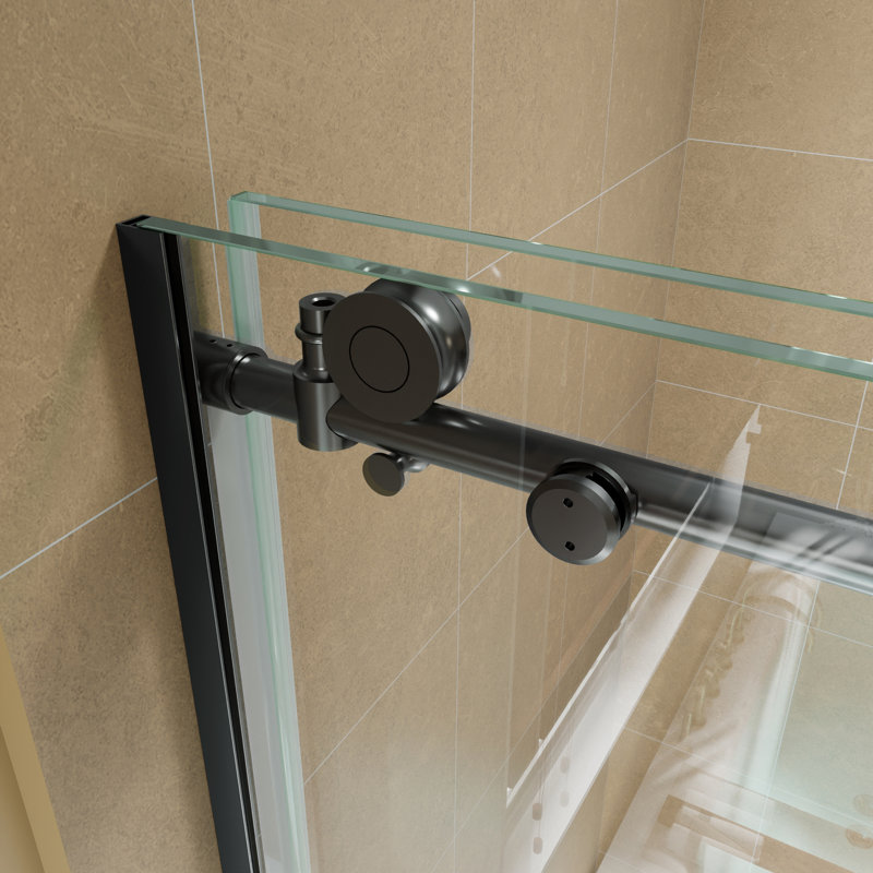 Cabine de douche rectangulaire sans cadre de 60 po x l 34 po x H 72 po avec verre trempé transparent 5/16 po, Noir mat