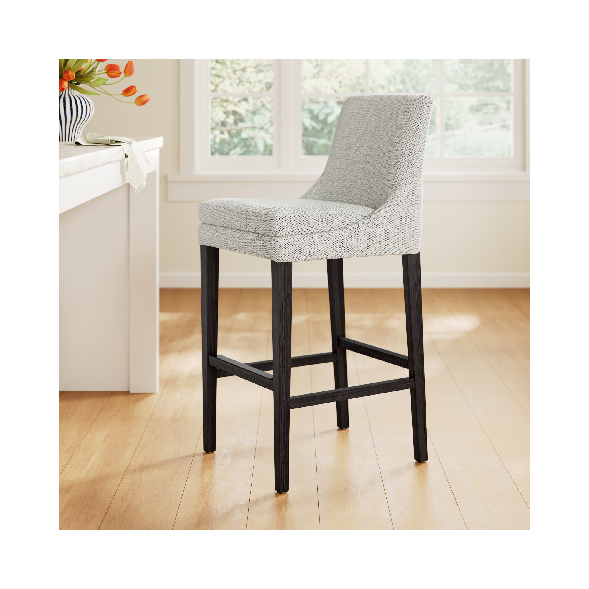 Niara Rectangle Upholstered Bar Stools , Bar Stool (30" Seat Height)