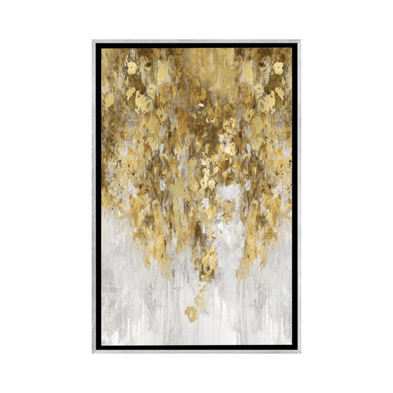 Cascade ambre et or par Nikki Robbins - impression, Encadrement argenté, H 60 po x l 40po x P 1,5 po