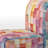 Hardedge Pastel Symetry I - Velvet Upholstered Modern Slipper Chair, Hard-Edge Art Accent Chair