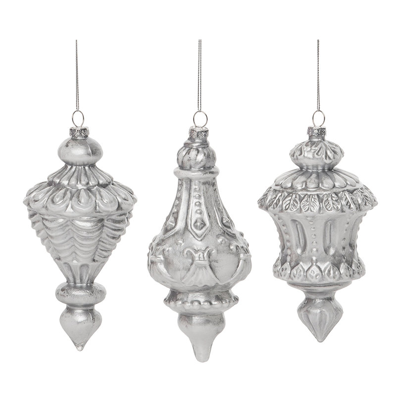 Ensemble d'ornement en verre 3 pièces, Argent
