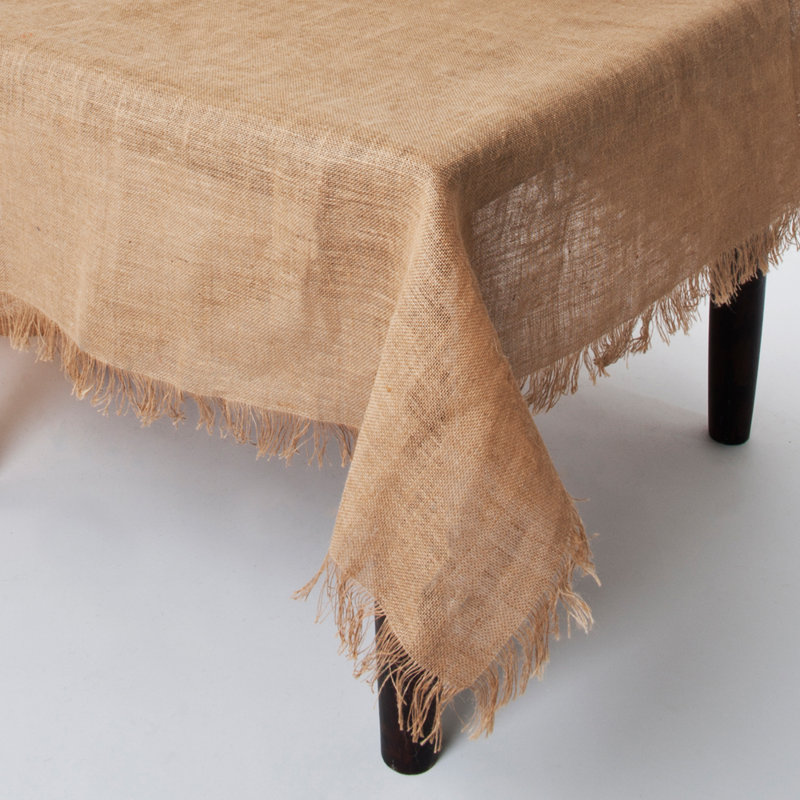 Ayalur Burlap Tablecloth, 120" L x 90" W, Brown