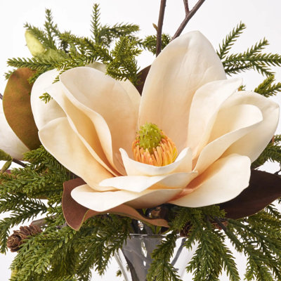 Magnolia Woodlands - Magnolia d'automne brun avec fleurs en pin et mini branches en forme d'urne cannelée
