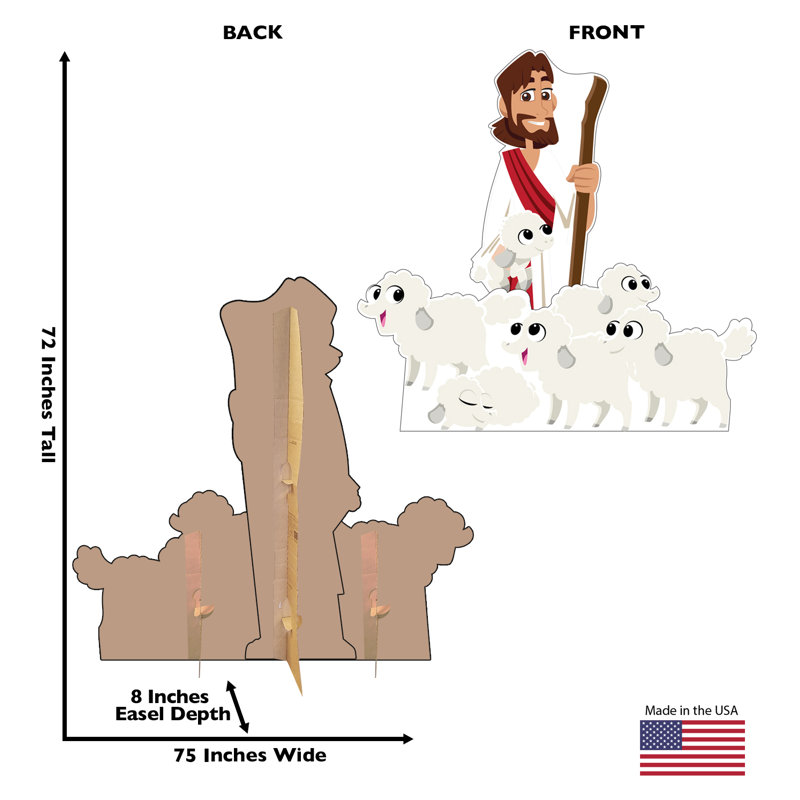 Lifesize Good Shepherd and Sheep Cardboard Standee Set