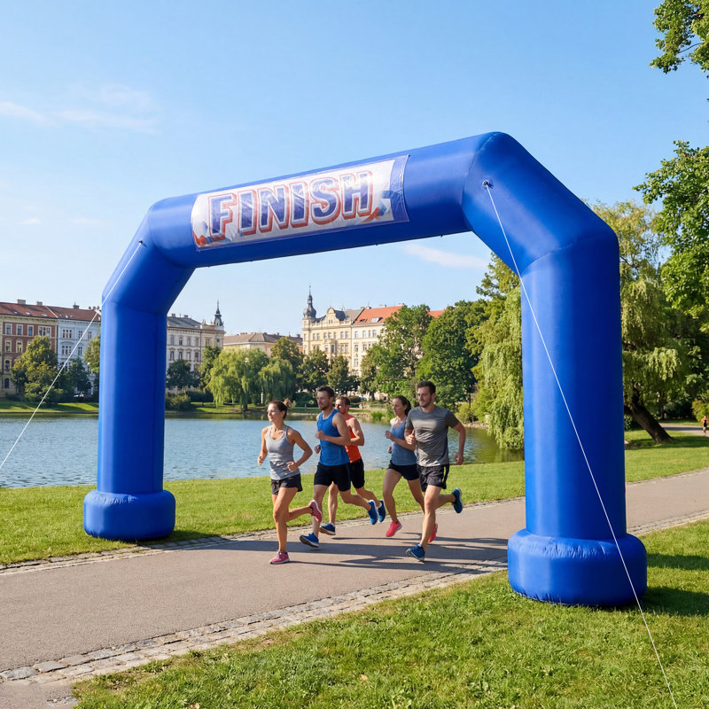  Wellcomer 20FT Polygon Inflatable Arch with Built-in Blower – Blue Colour, Start/Finish Line Archway for Races, Marathons, Events, Festivals & Parties