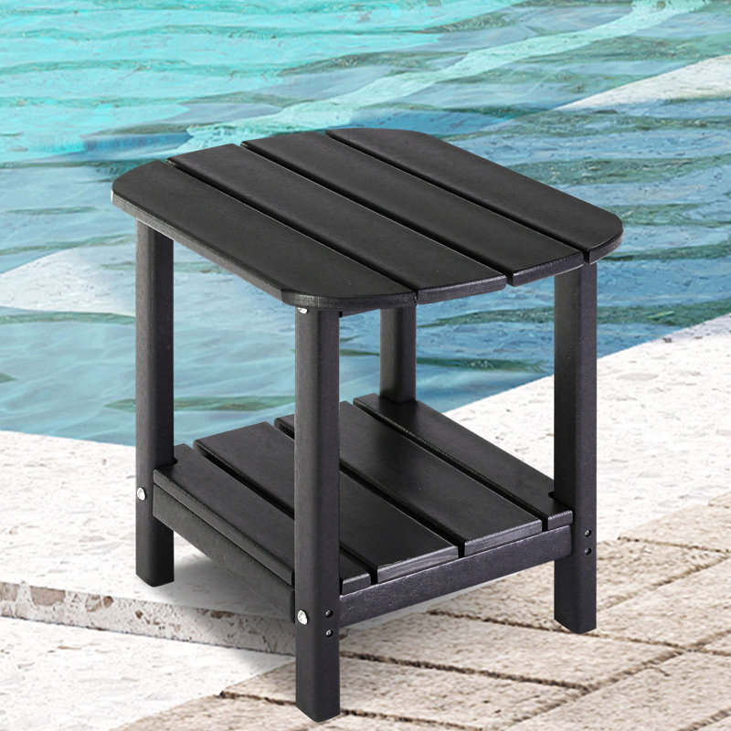 Oval Double Adirondack Side Table,Patio Table, Black