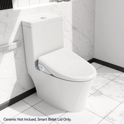 Bidet Seat With Side Knob - Automatic Nozzle Clean, Adjustable Temp, , Soft Smart Toilet Water Adjustable, Quiet