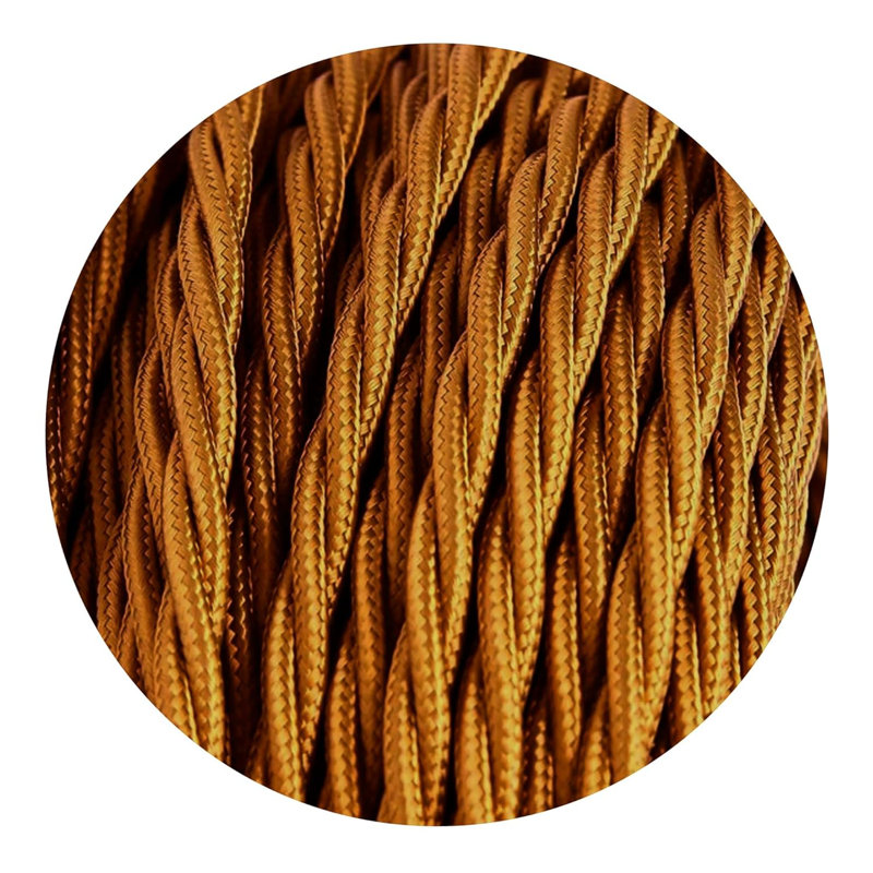 2Core Twisted Vintage Coloured 0.75Mm Braided Fabric Flexible Electrical UK Lighting Wire Cable, Light Brown