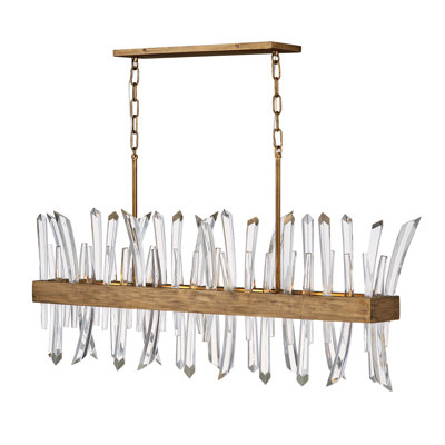 Lustre rectangulaire unique à 4 lumières avec détails en cristal