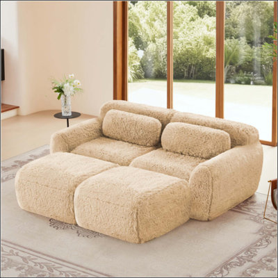 Tissu moelleux doux, canapé désossé, aucun assemblage requis, conception antidérapante inférieure avec méridienne, avec repose-pieds, siège profond, combinaison haute densité sans éponge 32D pour étude