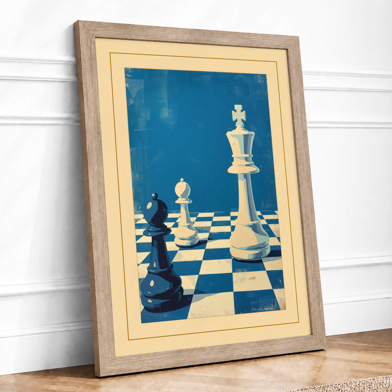 Queen and Pawn Retro - Framed Print, A1 - 84.1 x 59.4 cm, Oak