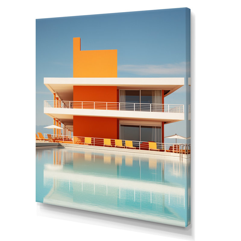 Minimal Orange Beach House sur impression sur toile, Toile tendue, H 40 po x l 30 po x P 1,5 po