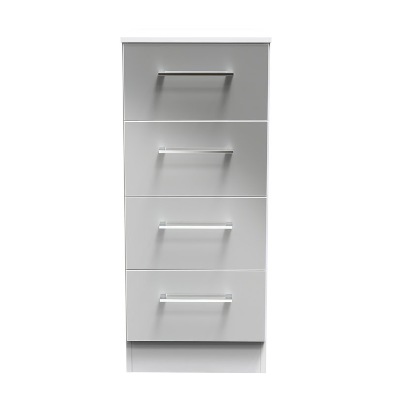 Talhaa 4 Drawer Bedside Cabinet (Ready Assembled), Uniform Grey/White
