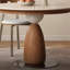 Beige + brun noisette + pierre frittée ronde argentée + bois massif + table de salle à manger en acier inoxydable-133441007