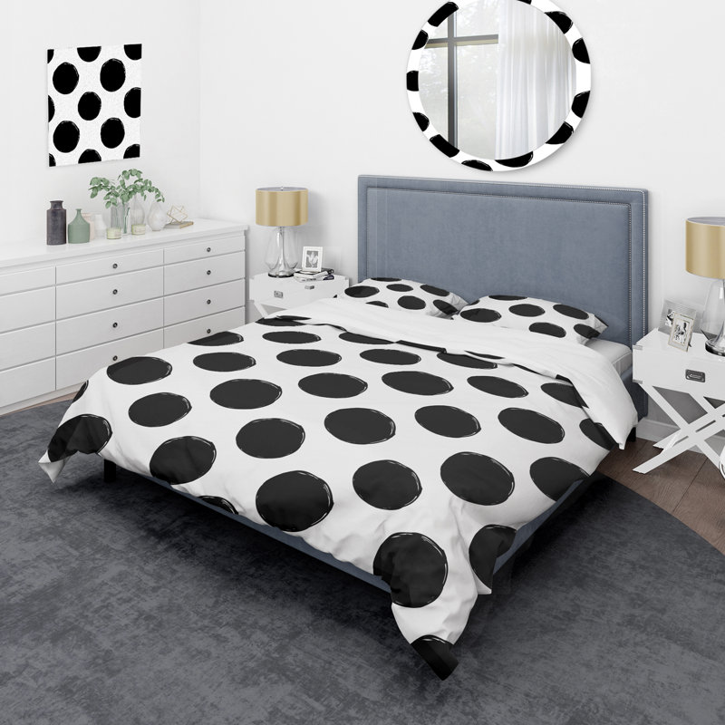 Ensemble de housse de couette en microfibre noir / blanc 3 pièces