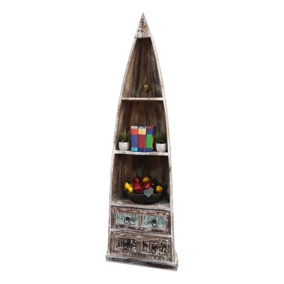 Bibliothèque en bois récupéré avec deux tiroirs