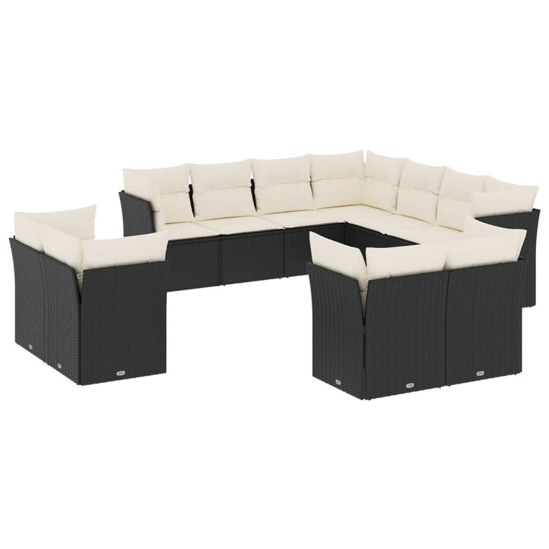 Ensemble de canapé de jardin Vidaxl noir, blanc crème