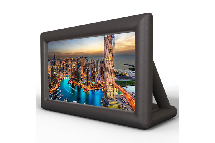 large black inflatable outdoor movie screen