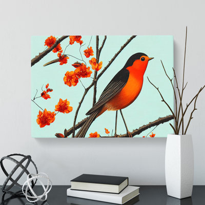 Deco Robin Bird - Wrapped Canvas Print