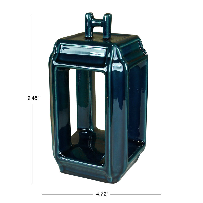 Vase de table en céramique grésille Dearman, Bleu foncé, H 9,45 po x l 4,72 po x P 4,72 po
