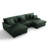 3 - Piece Upholstered Green Faux Rabbit Fur Flannel Modular Sectional Sofa with Armrests & Throw Pillows-2142440421