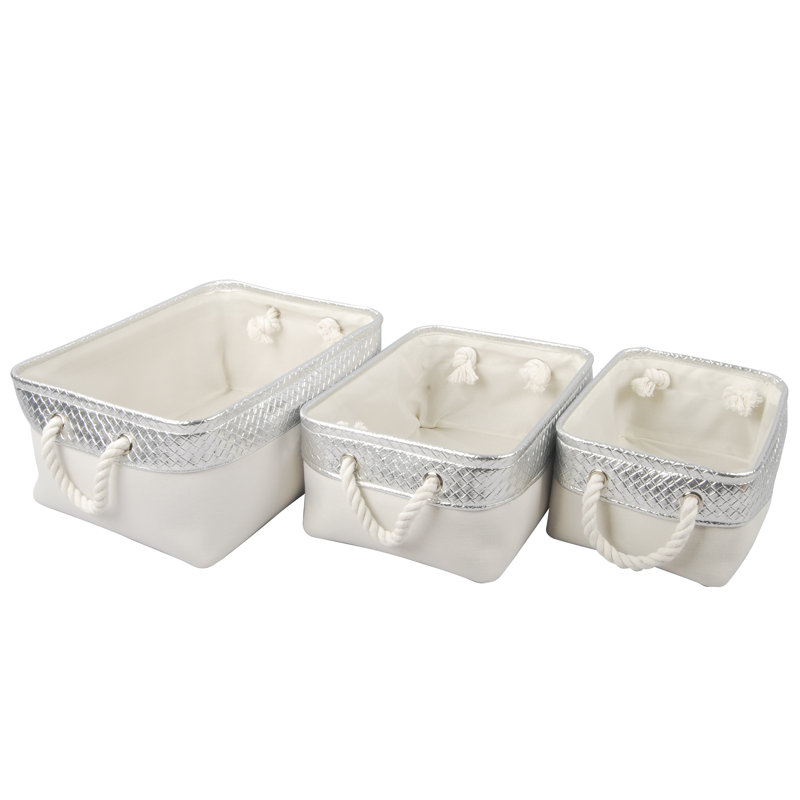 Bay Isle Home™ Decorative Basket, Silver/White