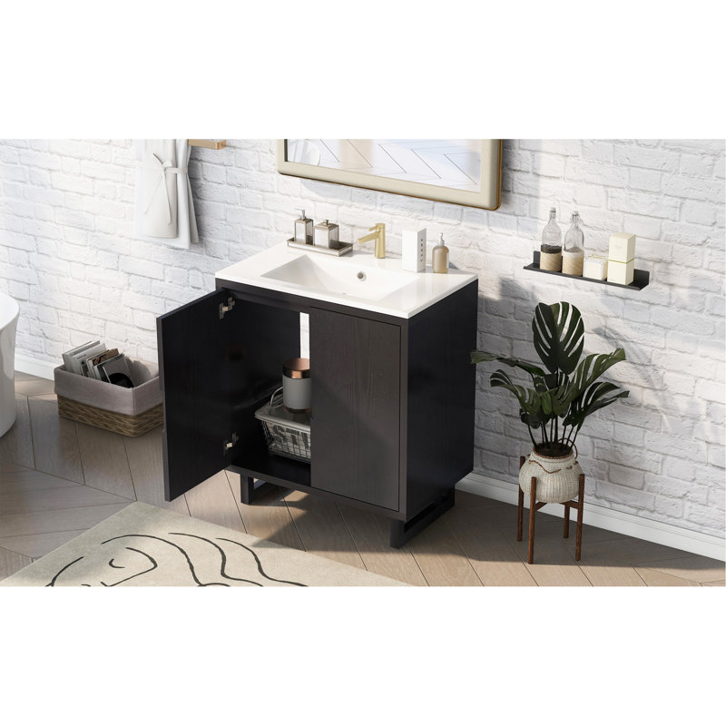 Ensemble de meuble-lavabo élégant avec lavabo offrant beaucoup de rangement et un design élégant., Noir
