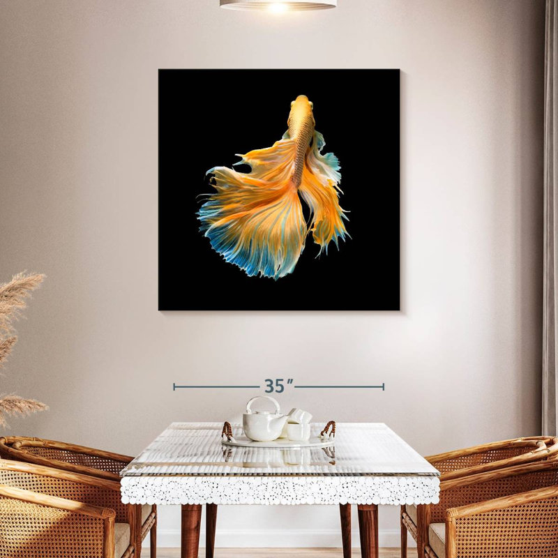 Brampt Yellow Fighter Fish Grandiose, 39" H x 39" W