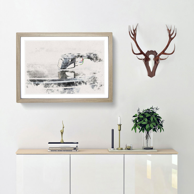 Needle of the Record Player - Framed Print, 62cm H x 87cm W x 2cm D, Oak Framed