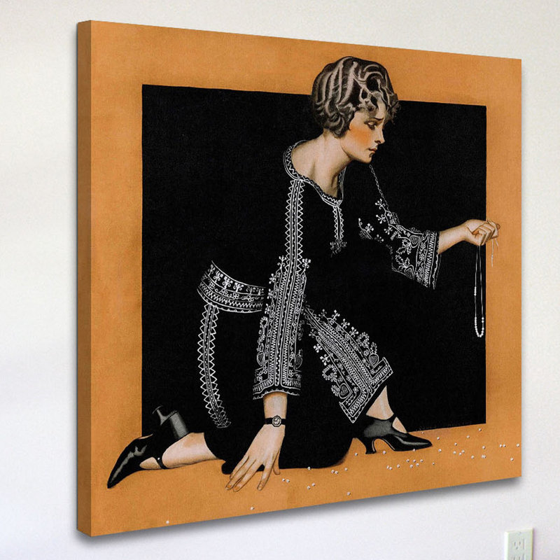 Vintage Fashion Broken Pearl Necklace by Coles Phillips - Wrapped Canvas Painting, 122cm H x 122cm W 