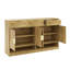 Buffet Farmhouse avec 3 tiroirs et 4 portes, buffet de rangement multifonctionnel avec tablette réglable et compartiments de rangement ouverts-1980711712