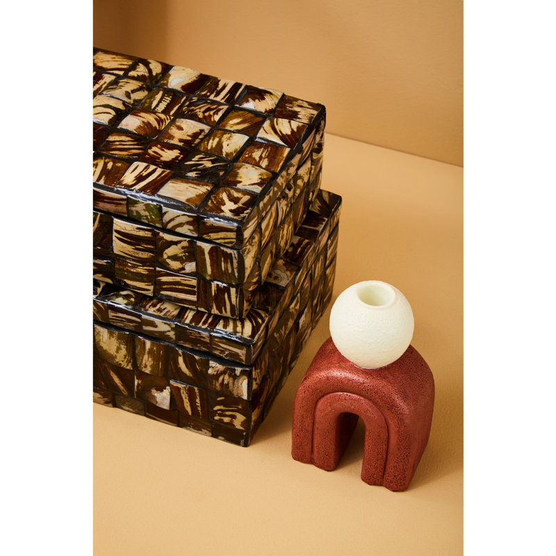 Stone Tabletop Candlestick, Red