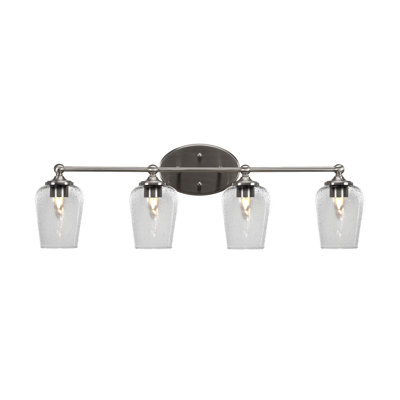 Aitkens 4 Light Bath Bar Shown In Brushed Nickel Finish With 5" Clear Bubble Glass