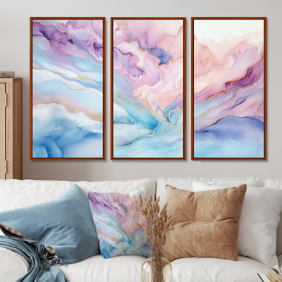 Ensemble de salon rose et bleu Glacier Sunrise - Abstract Shapes