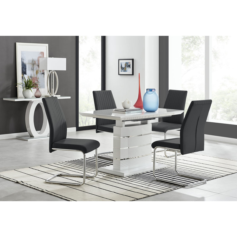 Eubanks 4 - Person Dining Set, Black