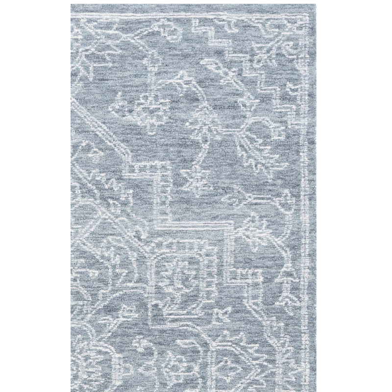 Frachia Tufted Wool Cotton Oriental Rug in Blue, Rectangle 3' x 5'