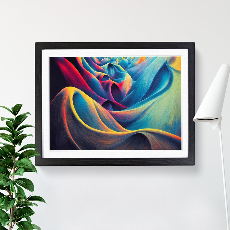 Enlivening Abstract - Single Picture Frame Painting, Black , 46cm H x 64cm W x 2cm D