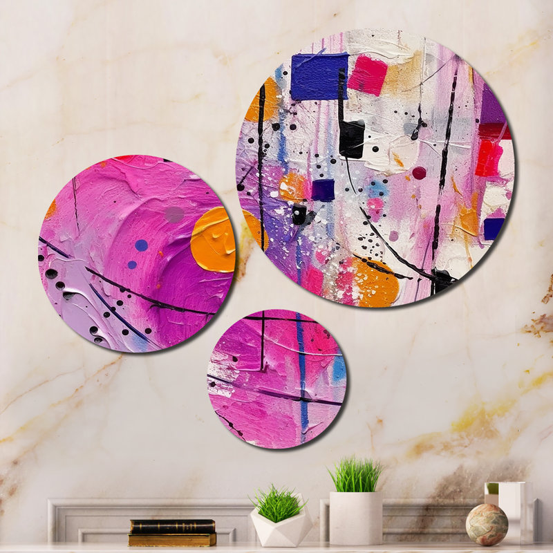 «Pink Cubism Unleashed - Cubism», ensemble de reproductions d'art en métal