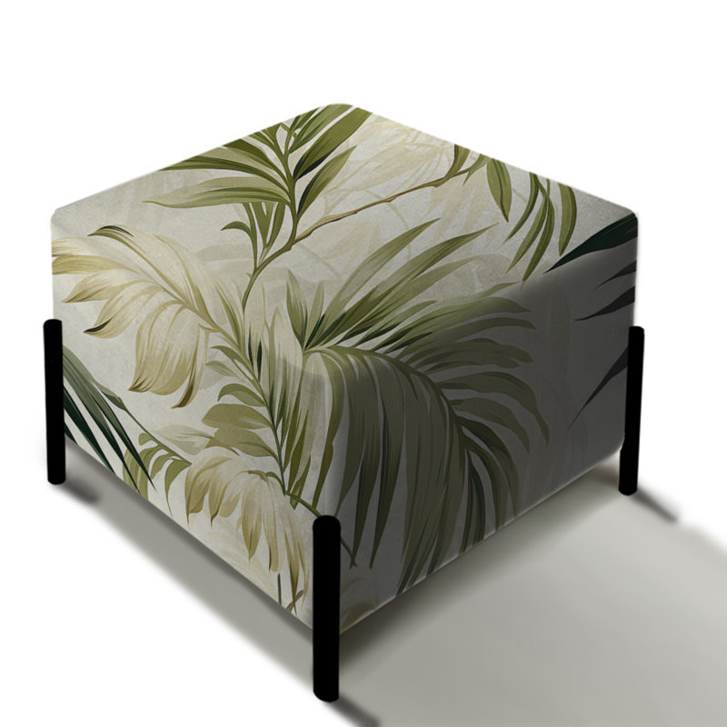 Palm Impression Tropical Pattern I - Tropical Square Ottoman