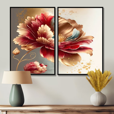 «Bold Red Floral Design I», art mural floral