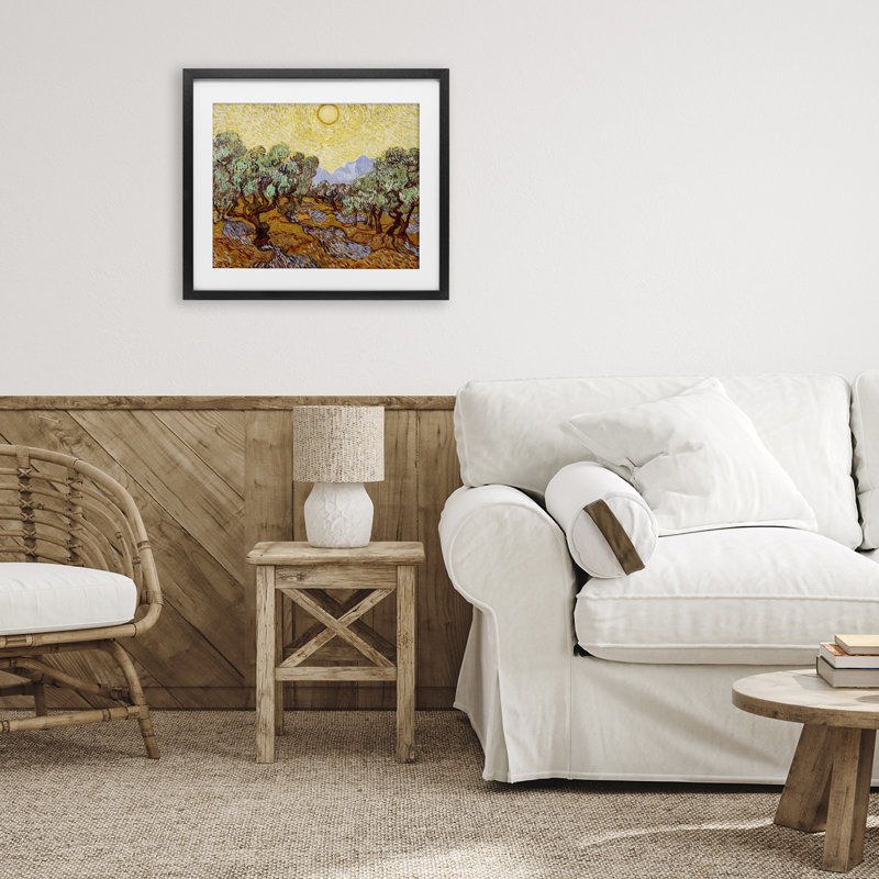 Olive Trees Van Gogh, reproduction encadrée sous verre, conception de Vincent Van Gogh, H 13 po x l 16 po, Cadre noir minuit