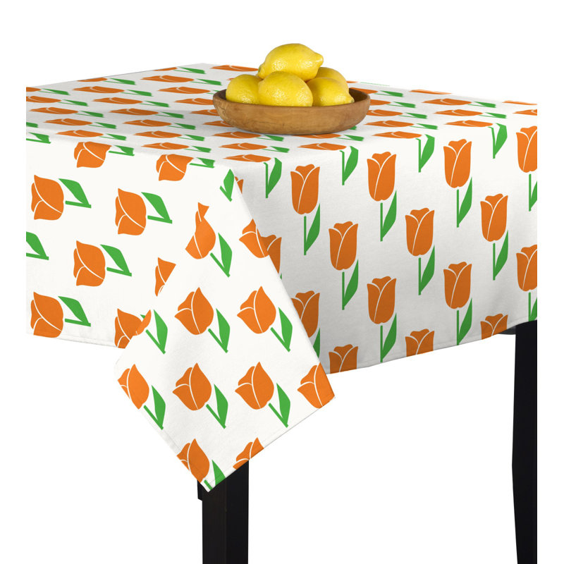 Caius Spring Tulips Orange Tablecloth, Orange