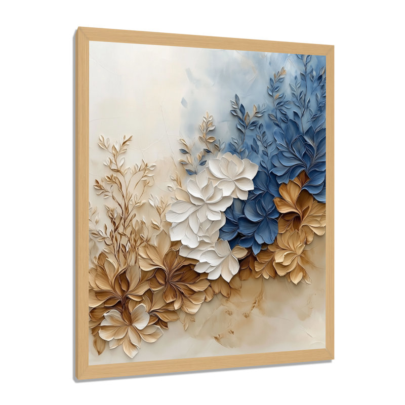 Sable et Indigo en fleurs I - Impression sur toile encadrée Magnolia, H 20 po x l 12 po, Cadre naturel